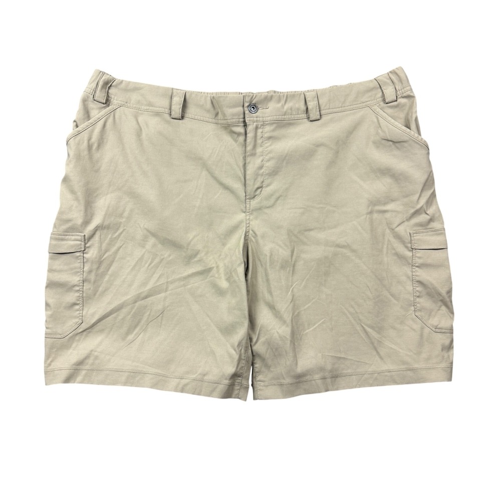 Duluth Trading Co Dry on the Fly Cargo Shorts Tan Khaki Womens 26W Plus Stretch